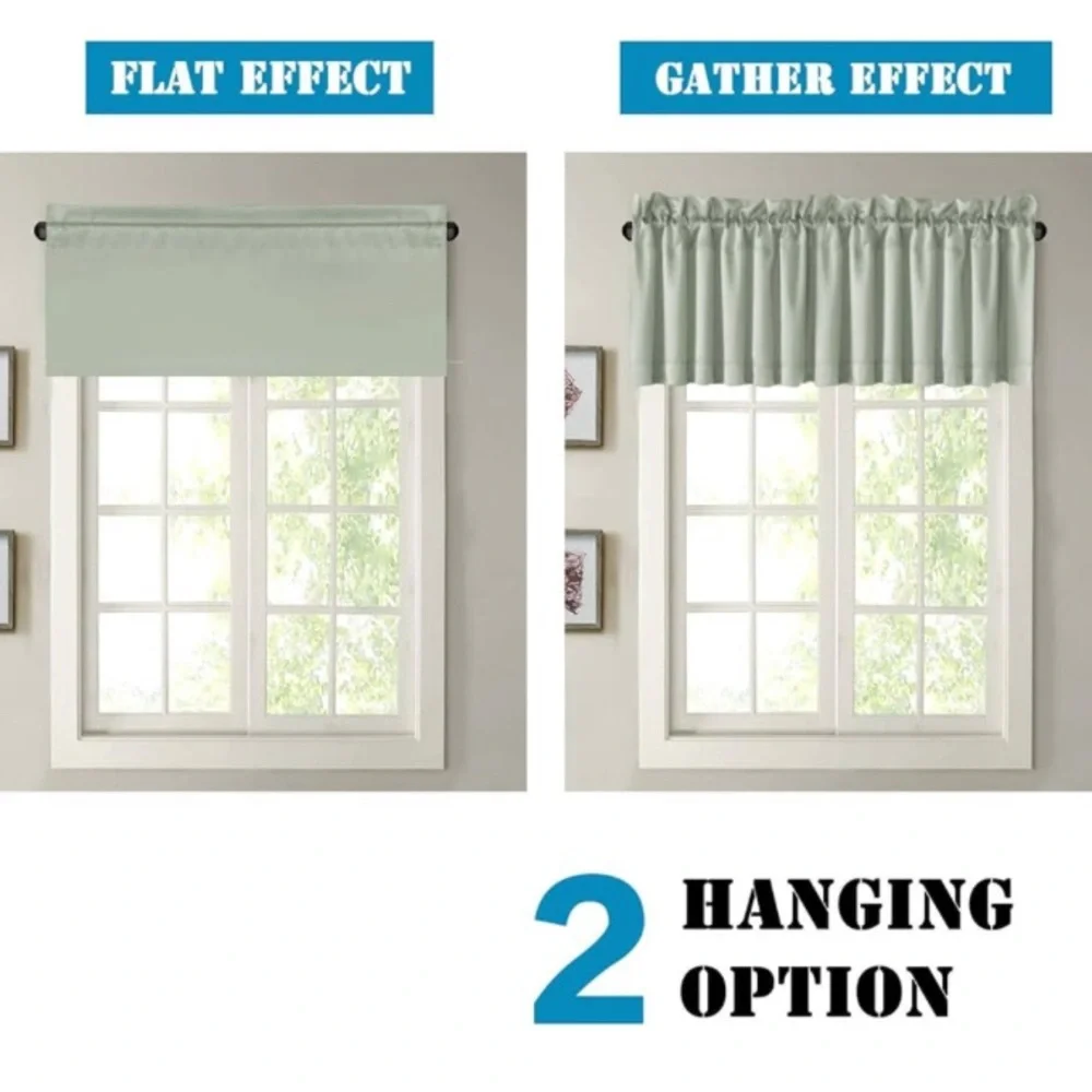 New Pair of Window Valences Blackout Light Sage Size 52”x18” Each Panel